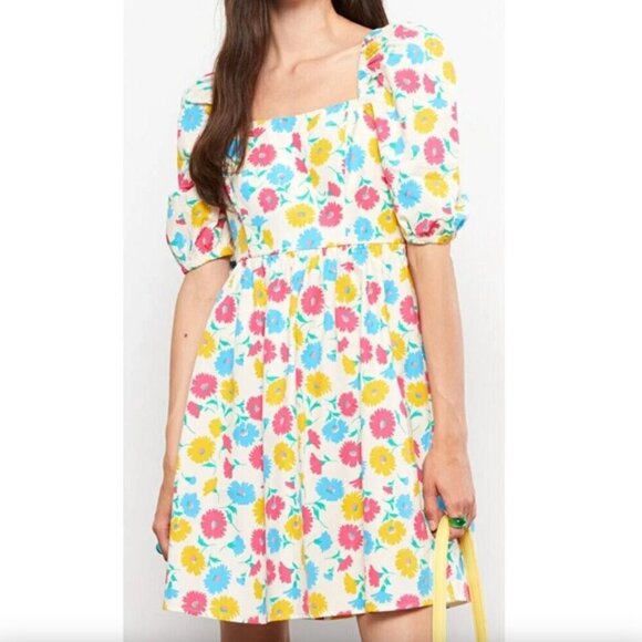 NEW NWT LCW CASUAL / LC WAIKIKI Square Neck Floral Balloon Sleeve Poplin Dress - Picture 3 of 15